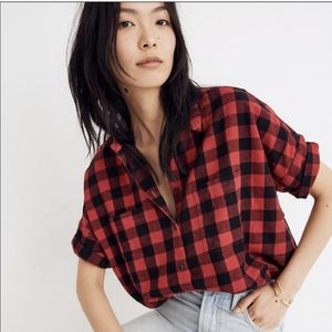 madewell flannel courier shirt in Buffalo check